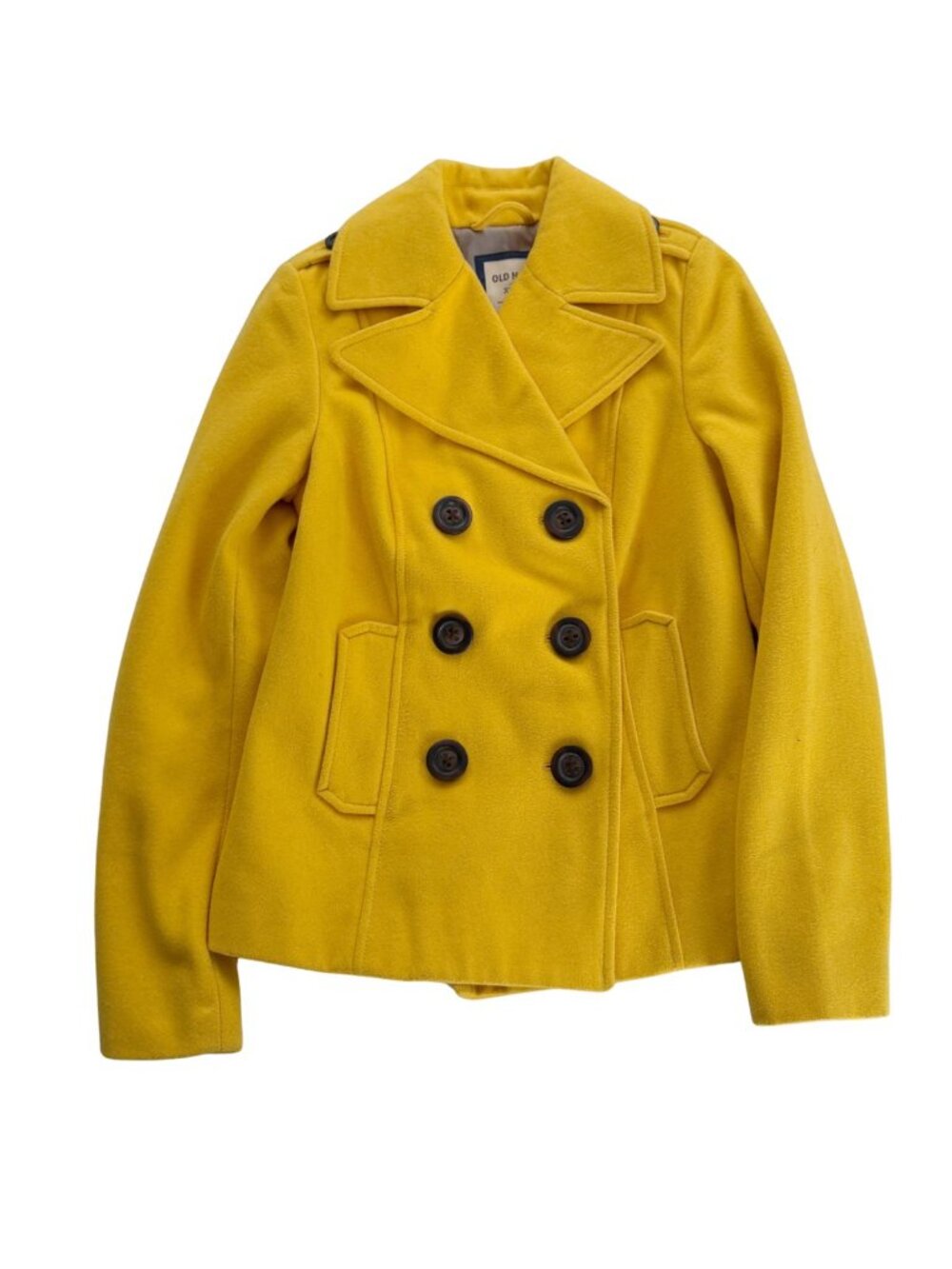 Old Navy Yellow Double-Breasted Wool Blend Peacoat Jacket XS